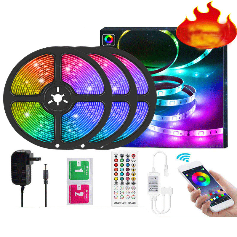 DC12V 5050RGB 16.4ft/5M 30LEDs/M Wifi APP Control Symphony Music Bluetooth Flexible LED Light Strip Kit With Suit APP Bluetooth Atmosphere light